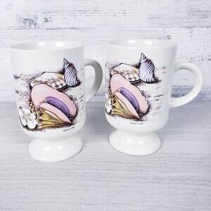 Vintage Agiftcorp Conch Seashell Pink Purple Pedestal Coffee Mug